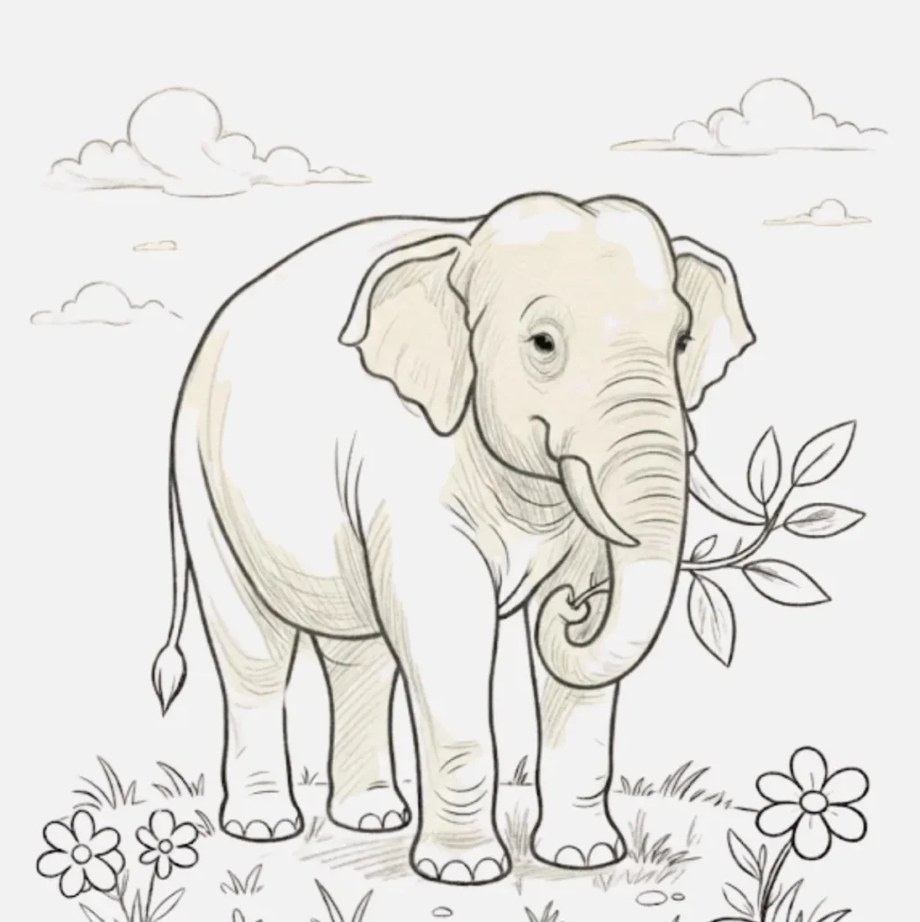 Asian Elephant Drawing