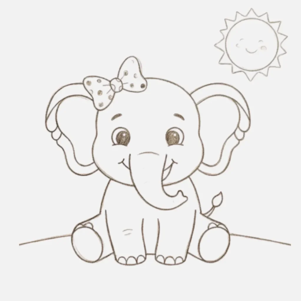 Cute Elephant Drawing