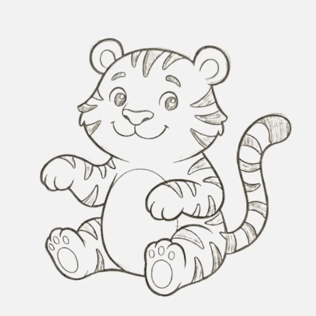 Easy Cartoon Tiger Drawing