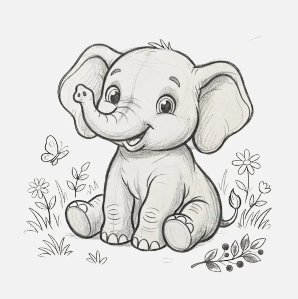 Elephant Calf Drawing