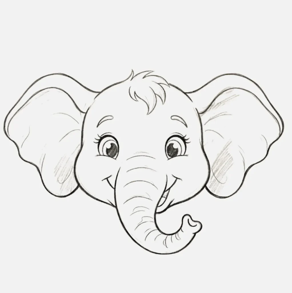 Elephant Face Drawing