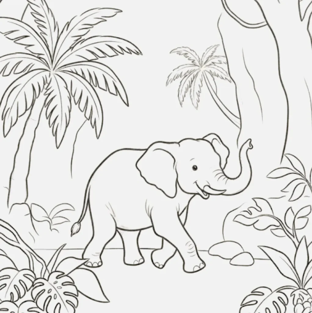 Elephant in the Jungle Drawing