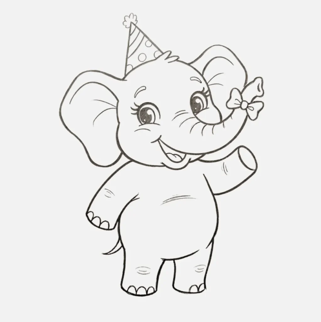 Happy Elephant Drawing