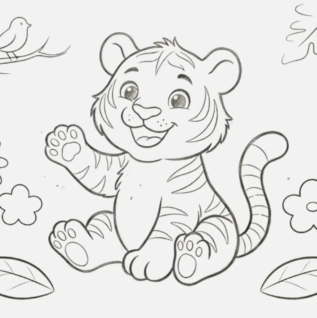 Happy Tiger Drawing