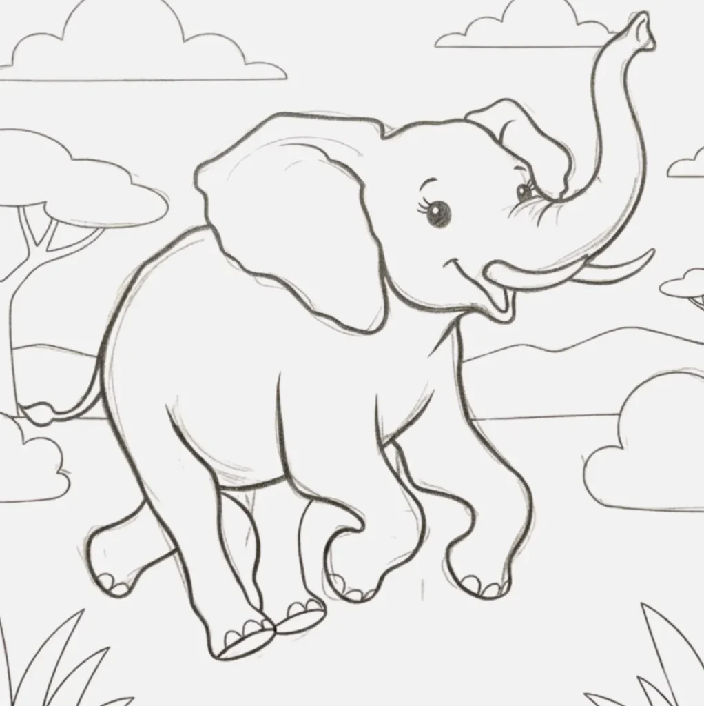 Running Elephant Drawing