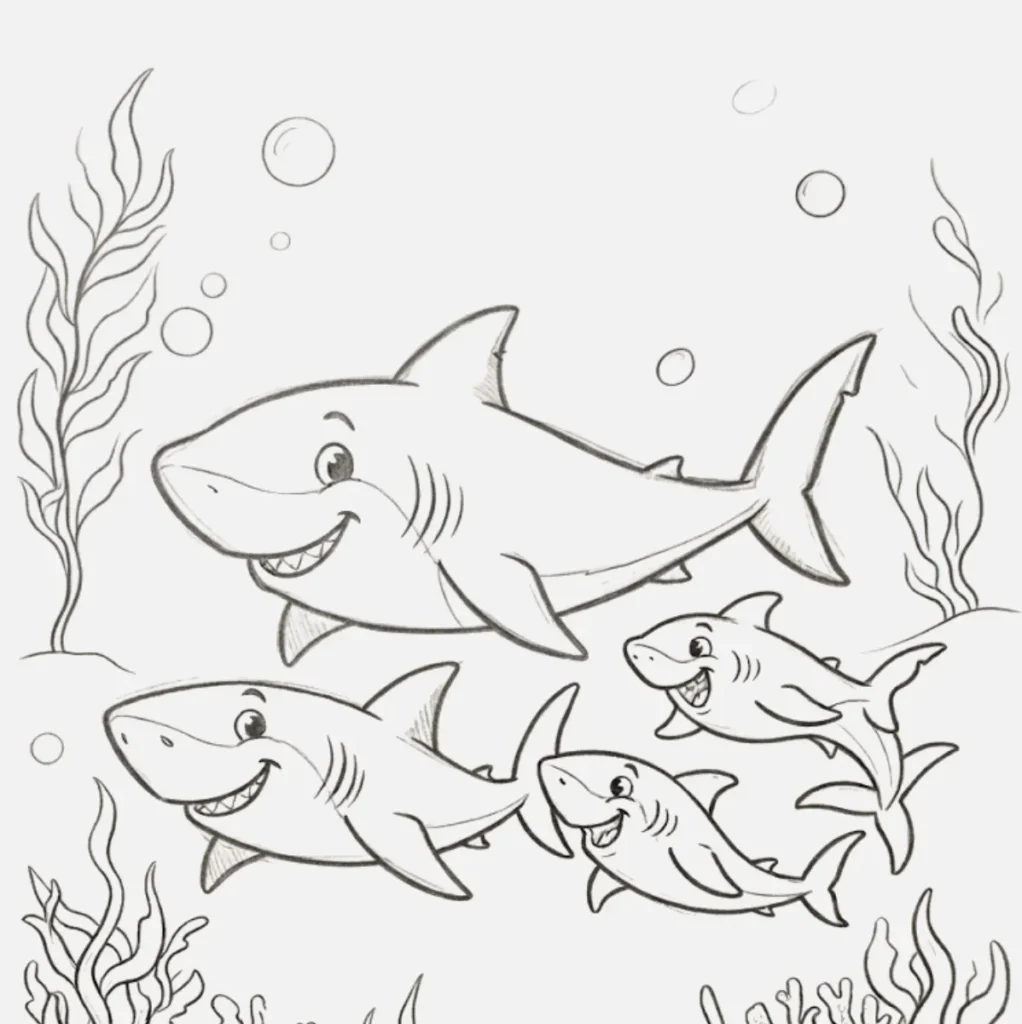 Shark Family Drawing