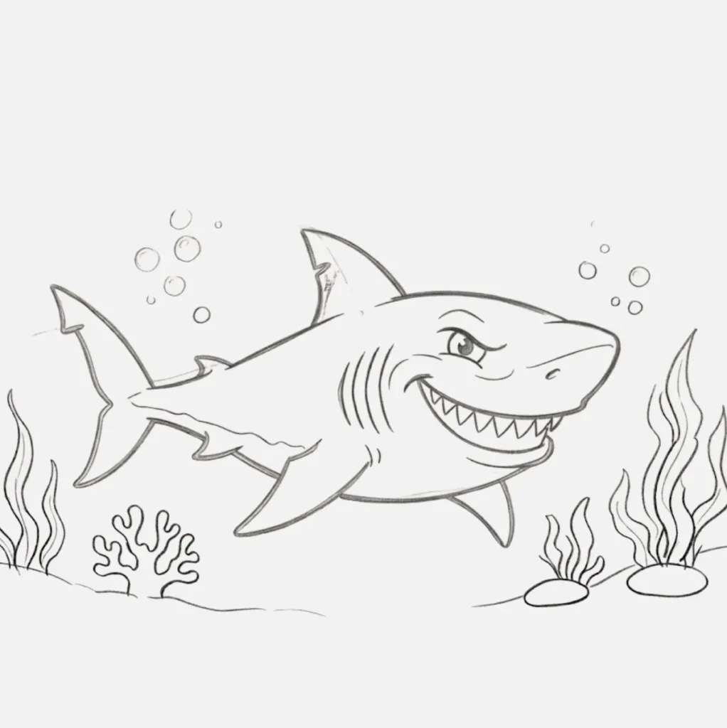 Shark with Sharp Teeth Drawing