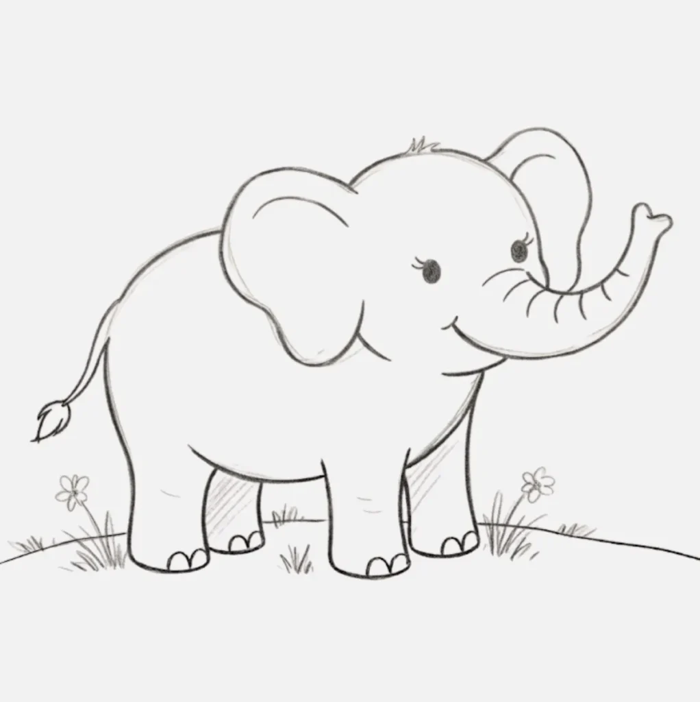 Simple Elephant Drawing
