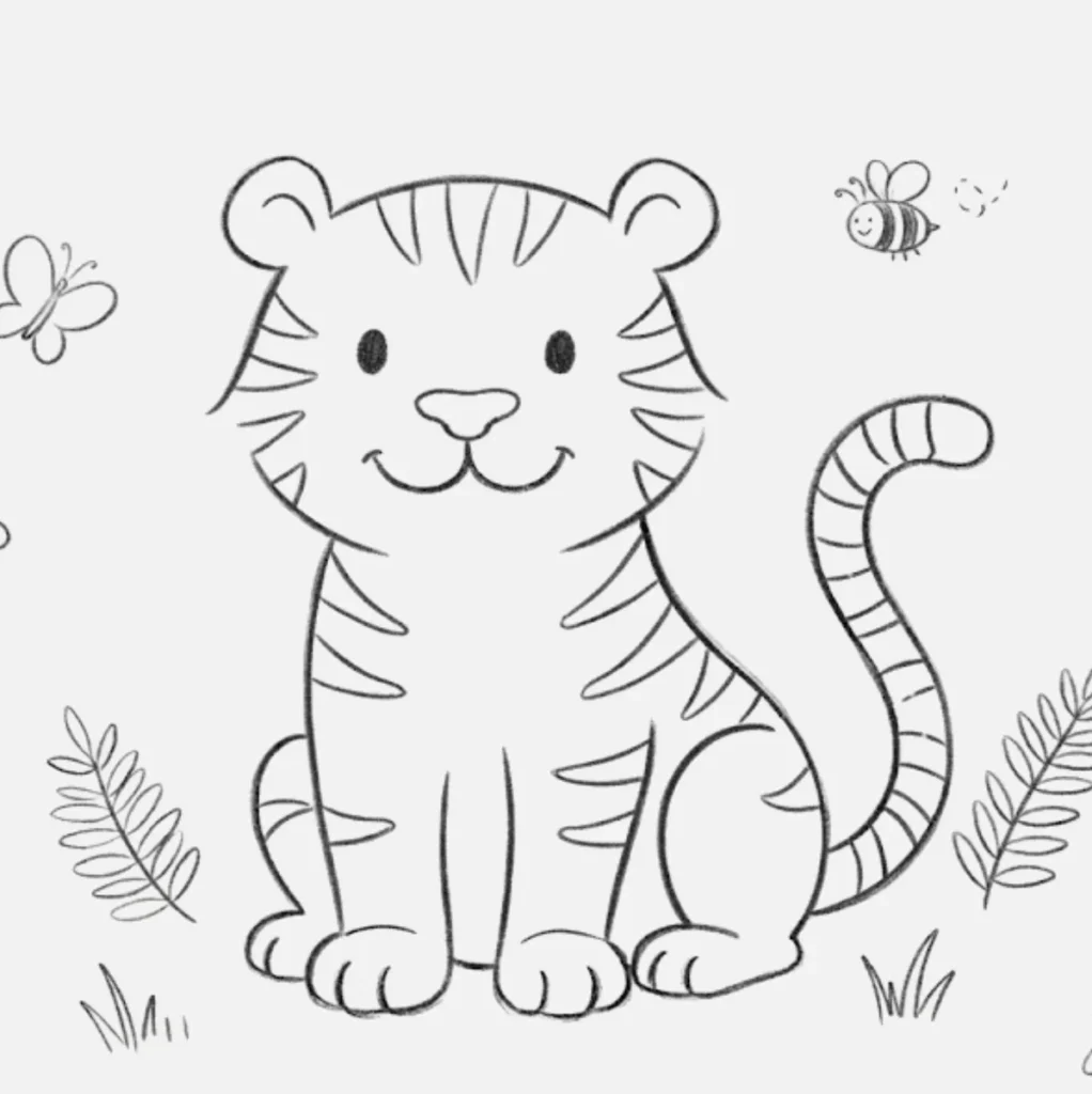 Simple Tiger Drawing