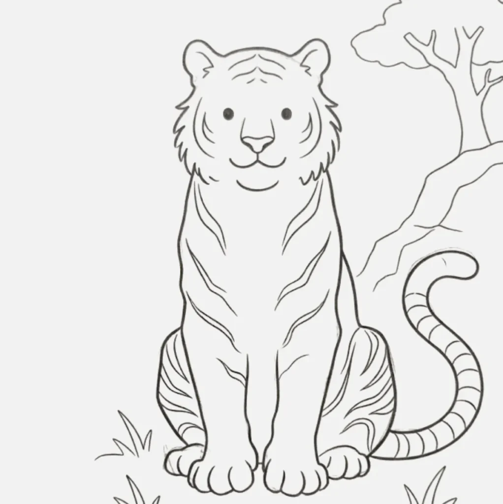 Sitting Tiger Drawing