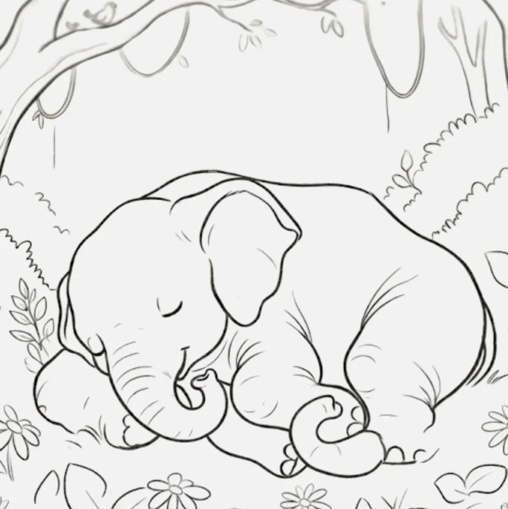 Sleeping Elephant Drawing