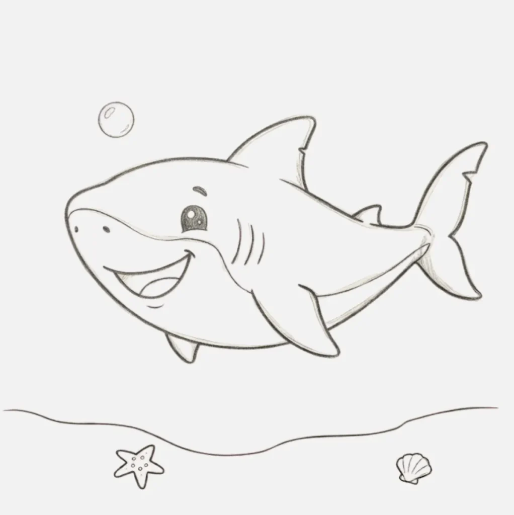 Smiling Shark Drawing