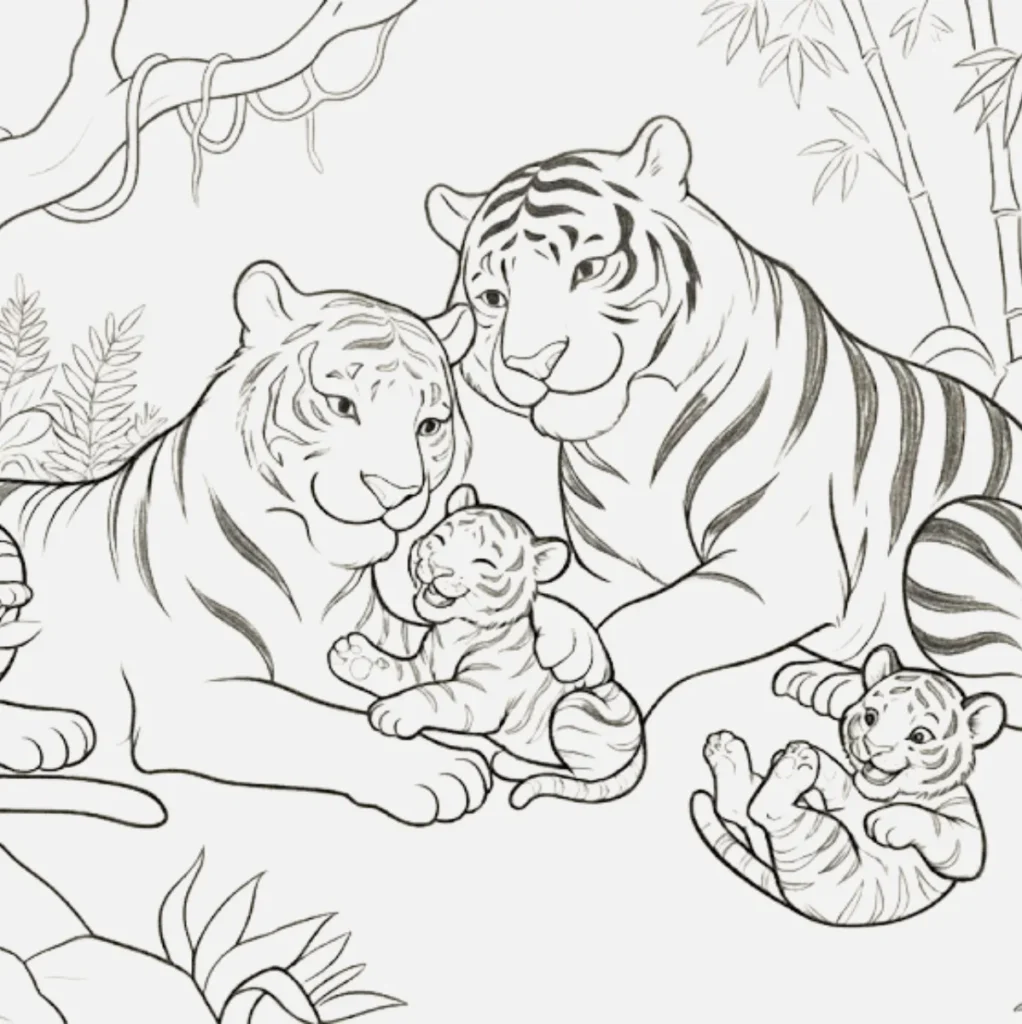 Tiger Family Drawing