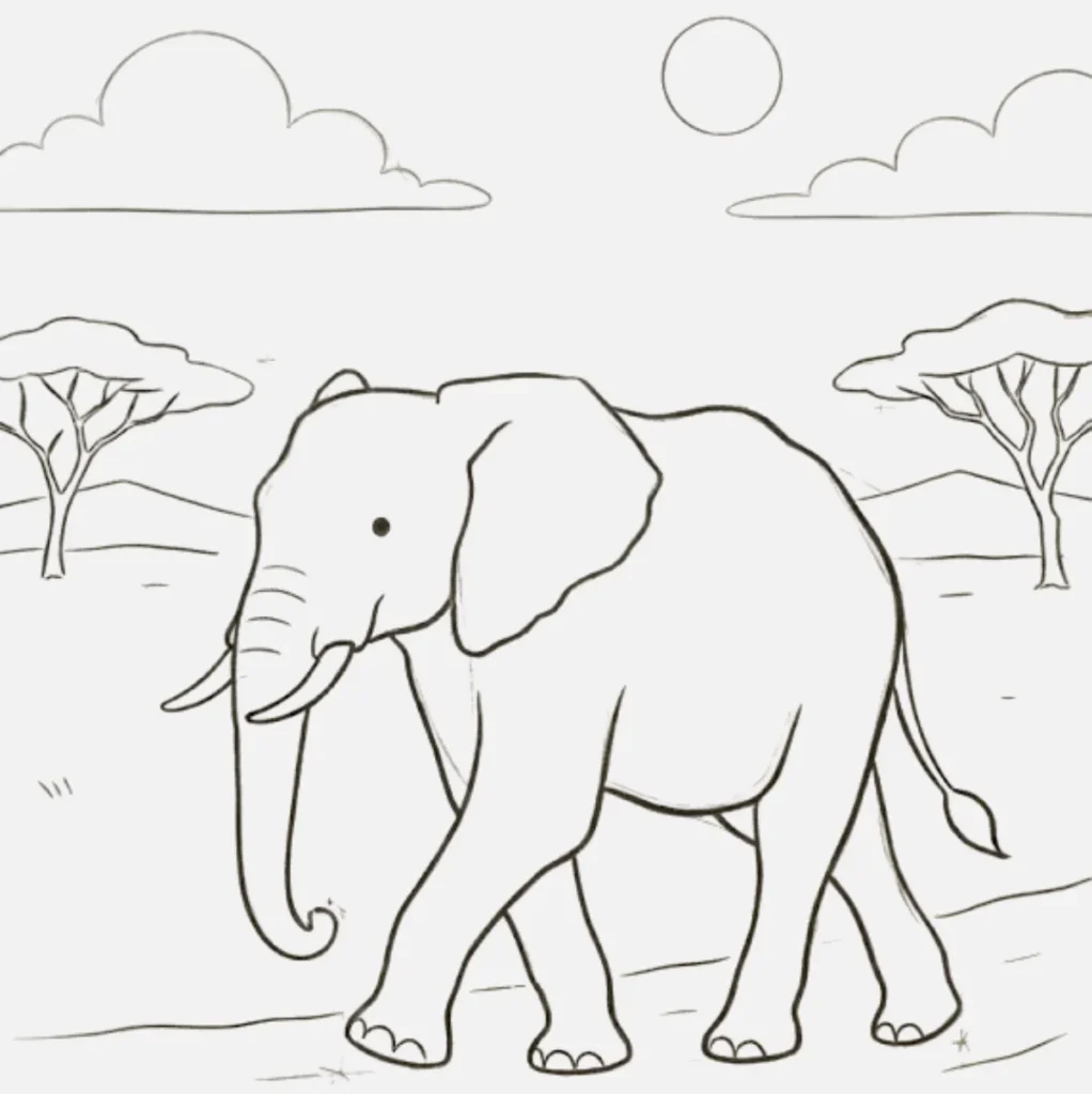 Walking Elephant Drawing